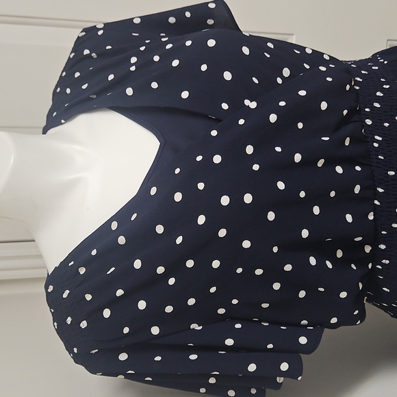 Lane Bryant Plus Size Navy White Polka Dot Dress - Picture 2 of 5